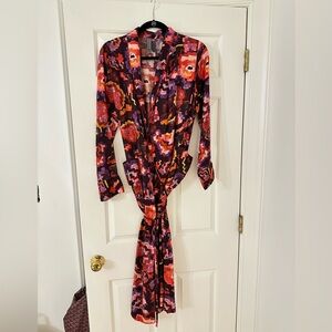 Raquel Allegra Fire Silk Wrap Dress